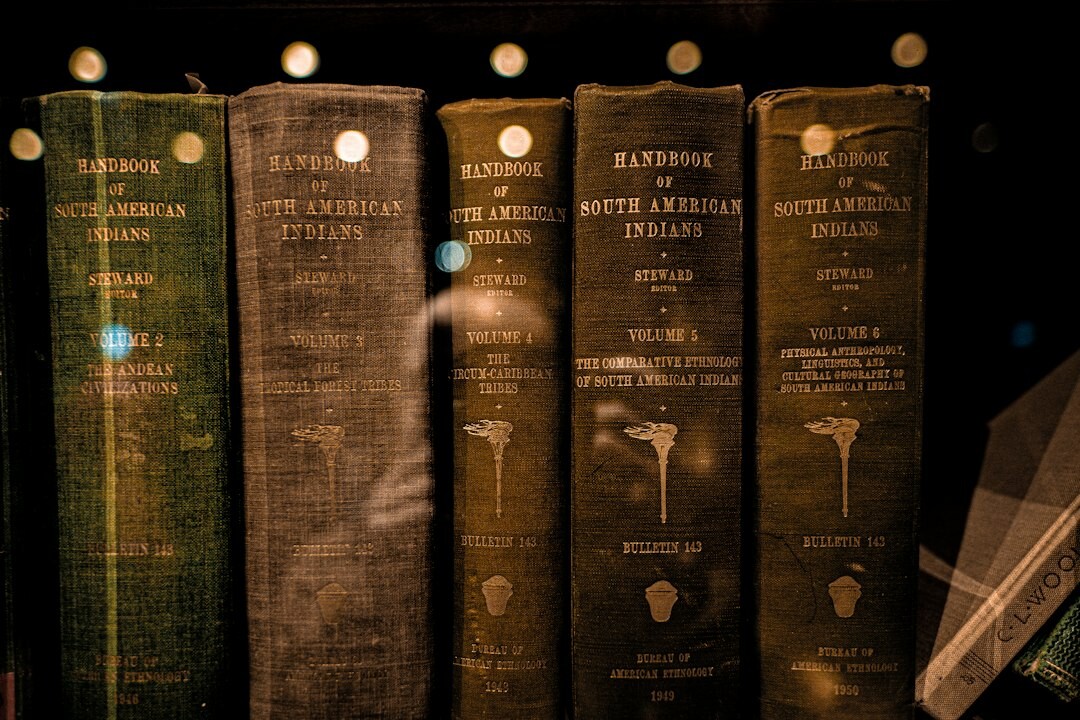 Old wooden shelves filled with bound ledgers in a historical archive